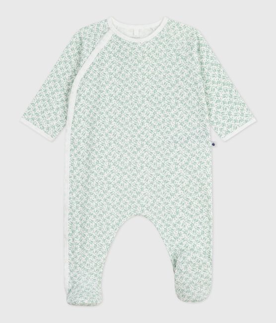 Babies' floral cotton pyjamas MARSHMALLOW /PAUL