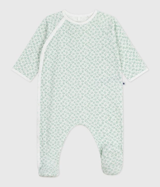 Babies' floral cotton pyjamas white/green