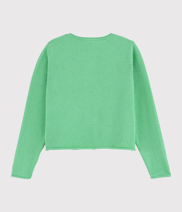 Girls' Cotton Knit Cardigan green