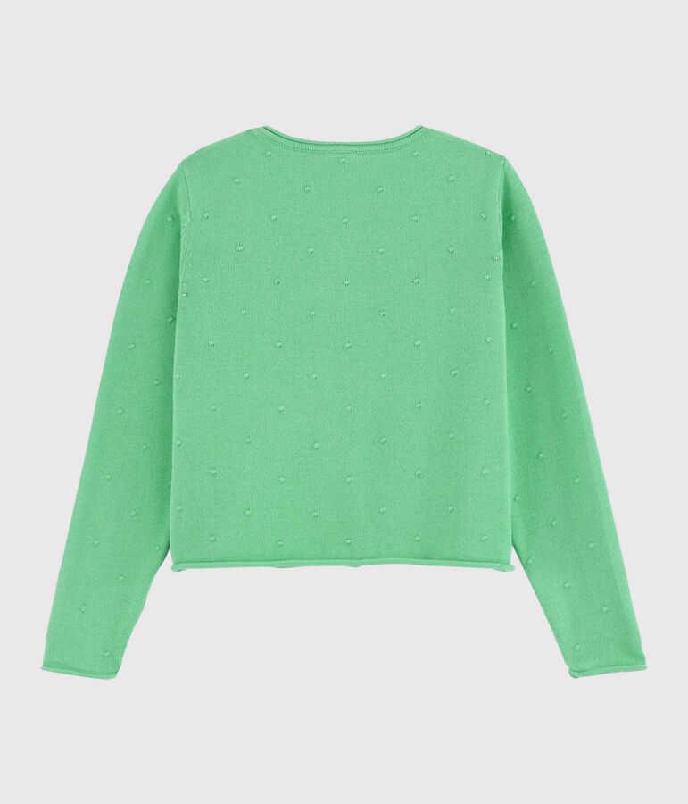 Girls' Cotton Knit Cardigan green