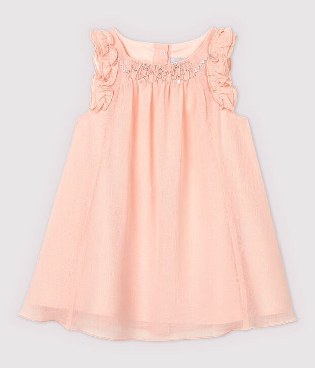 Baby Girls' Short-Sleeved Cr&ecirc;pe Dress pink