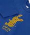 Babies' long-sleeved plain cotton T-shirt with a motif blue