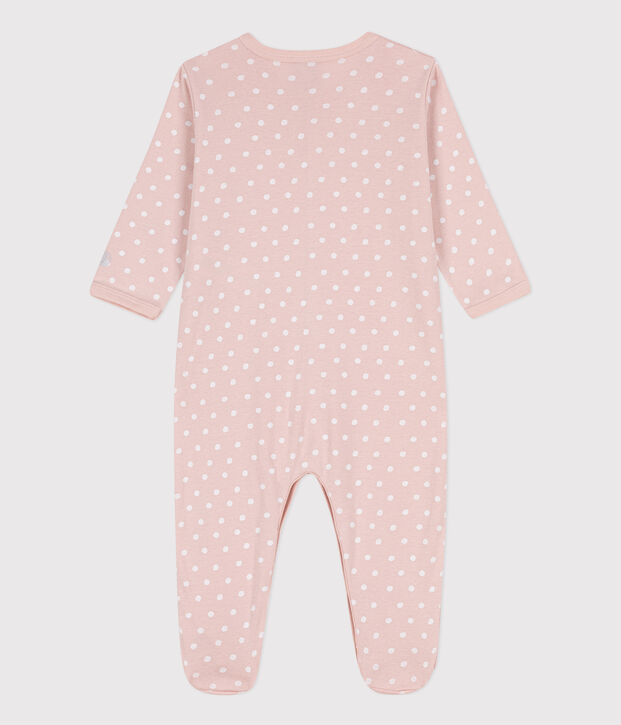 Spotted Cotton Sleepsuit pink/white