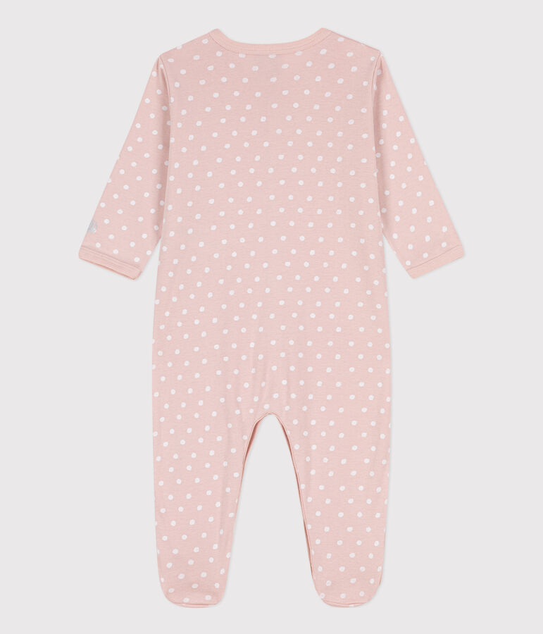 Spotted Cotton Sleepsuit pink/white