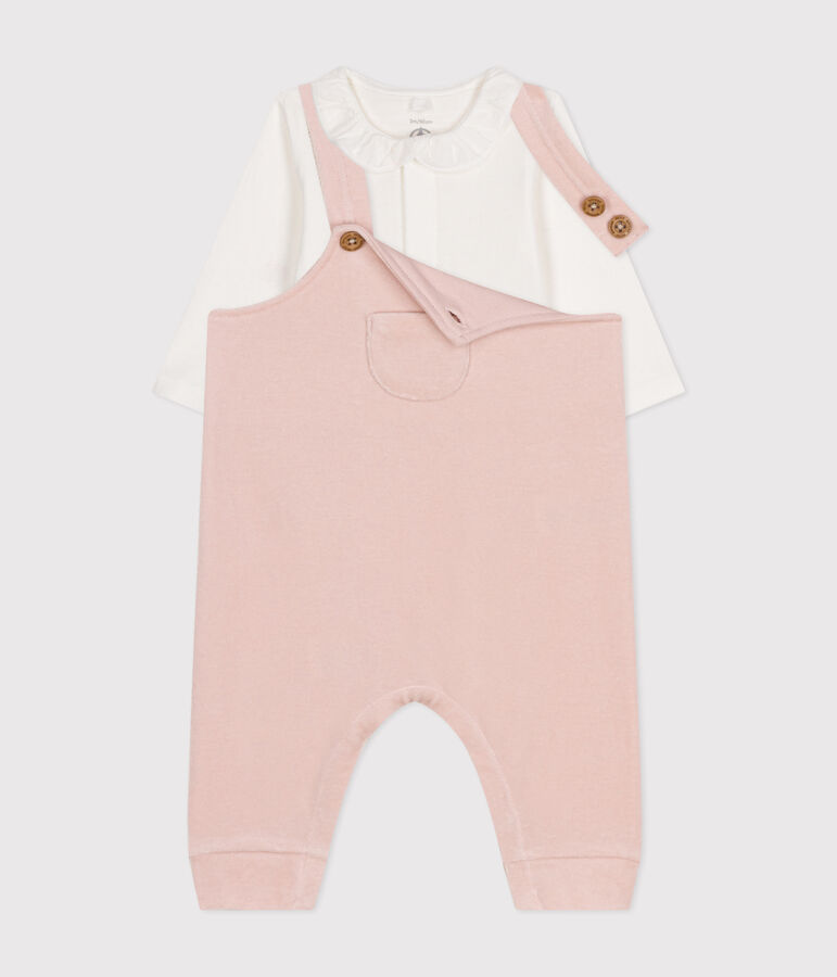 Babies' Velour Dungaree Outfit pink