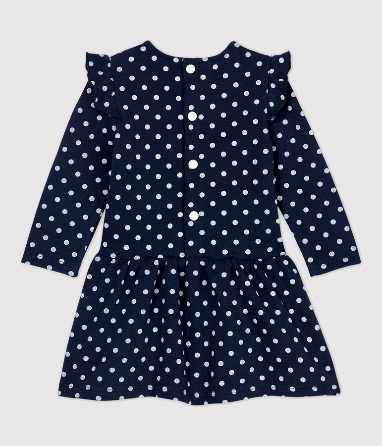 Babies' Fleece Dress SMOKING blue/MARSHMALLOW white