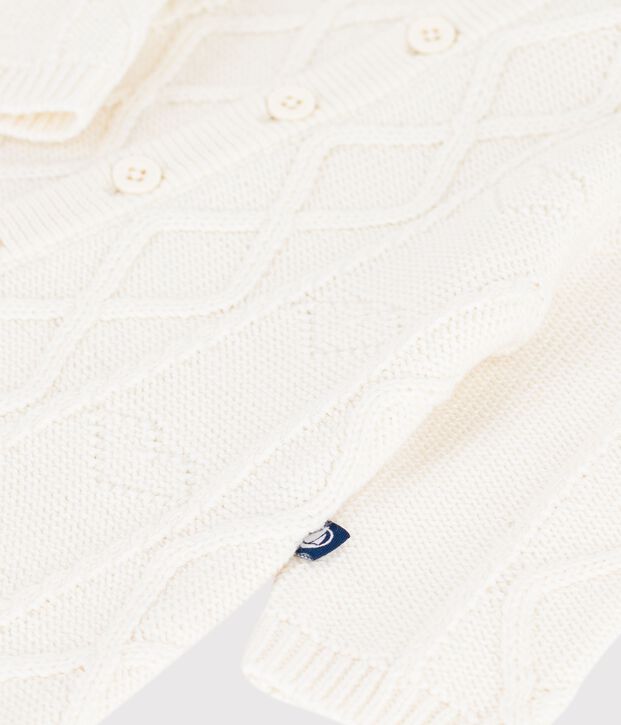 Babies' jumpsuit in a plain wool and cotton knit white