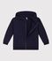 Children's plain zip-up cotton hoodie SMOKING blue