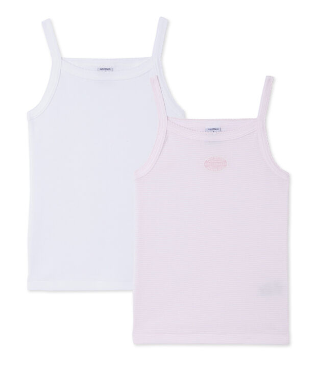 Pack of 2 girl's strap vests multicolor