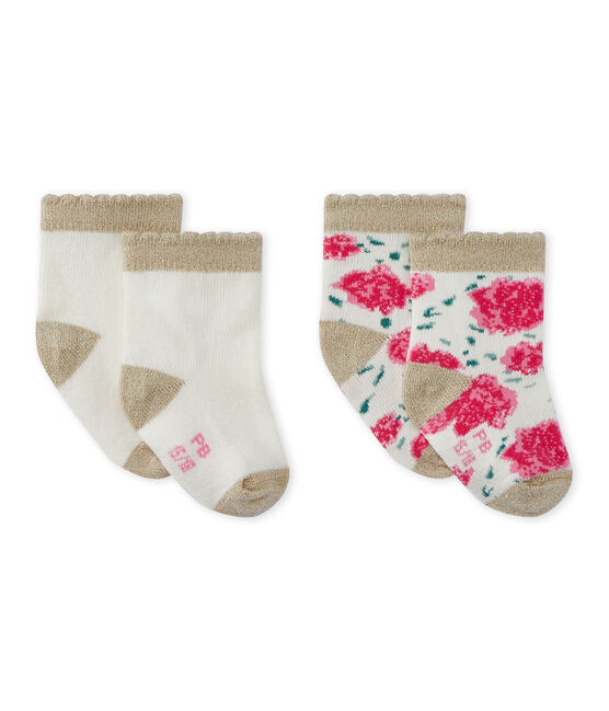 Set of 2 pairs of baby girl's socks LOT white