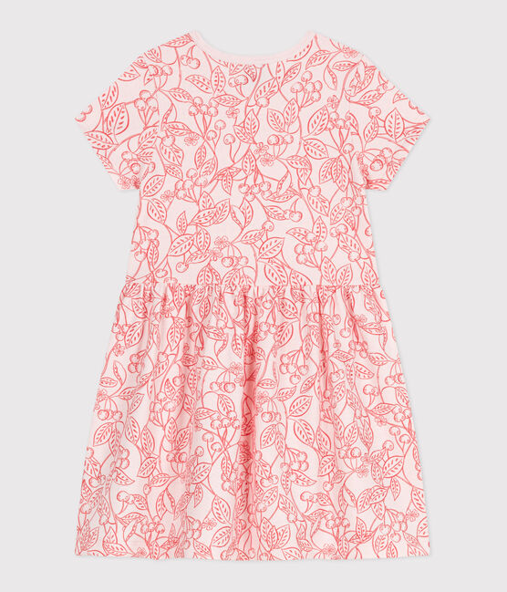 Children's short-sleeved printed cotton dress FLEUR pink/SPI