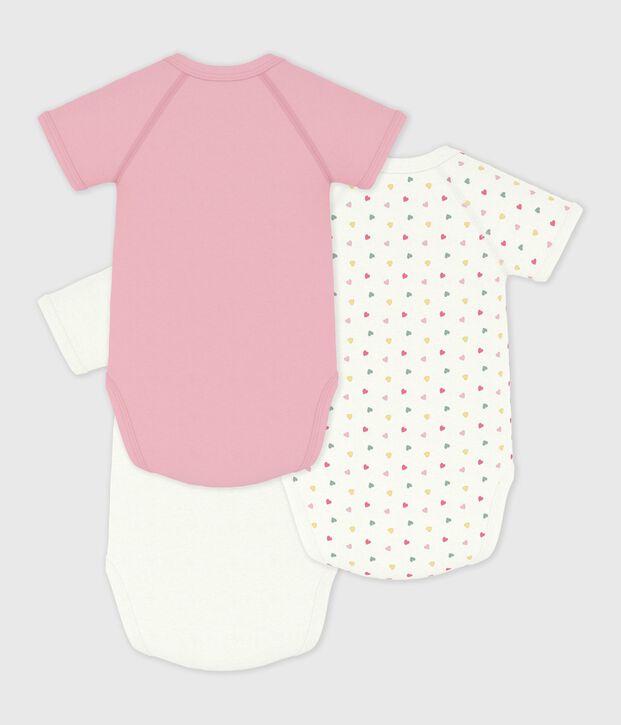 Pack of babies' short-sleeved printed cotton wrapover bodies multicolor