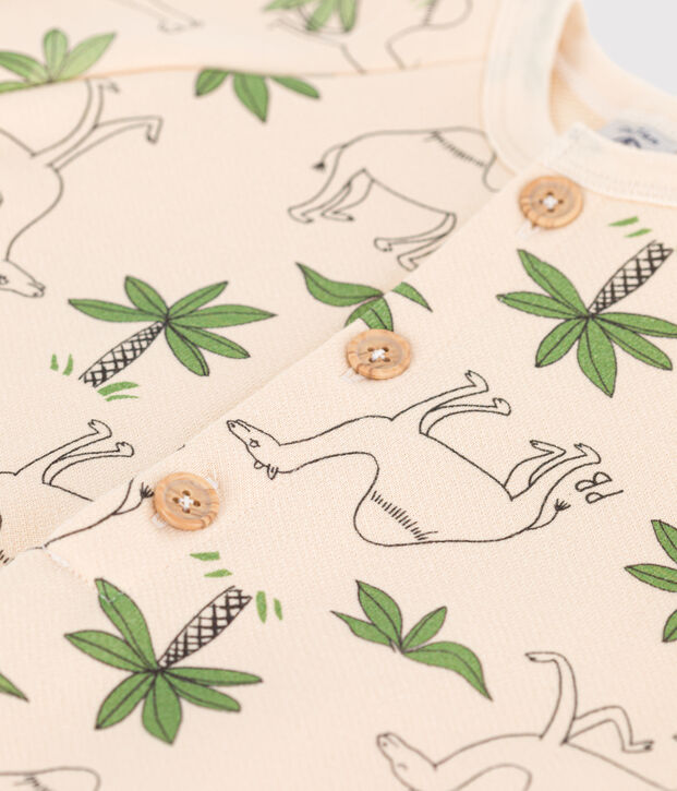 Babies' Printed Fleece Playsuit Ecru/multicolor