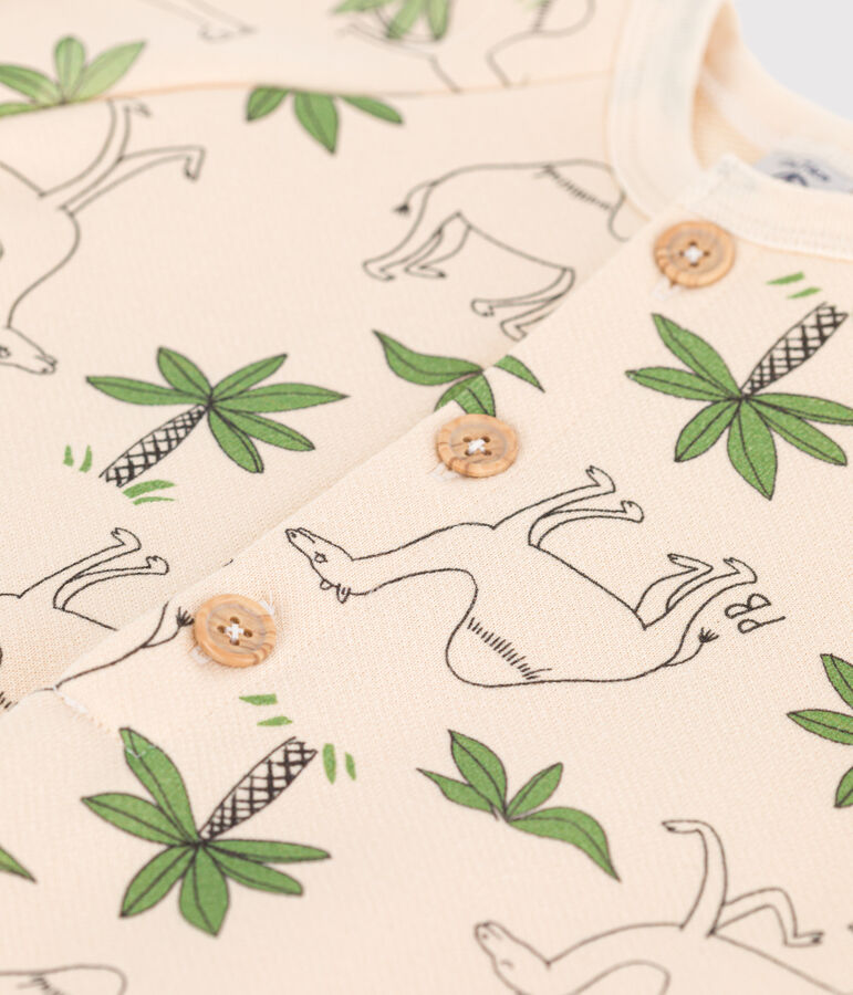 Babies' Printed Fleece Playsuit Ecru/multicolor