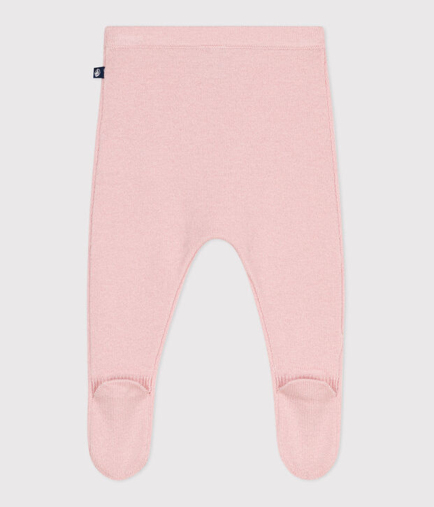 Babies' trousers in a wool and cotton knit pink