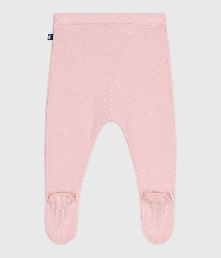 Babies' trousers in a wool and cotton knit pink
