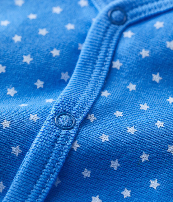 Babies' Spotted Organic Cotton Playsuit BRASIER blue/MARSHMALLOW grey