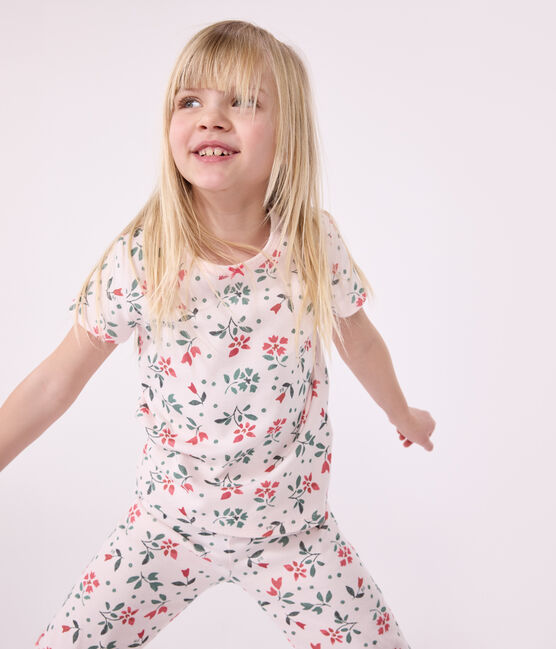 Children's floral print cotton capri pyjamas FLEUR pink/MULTICO white