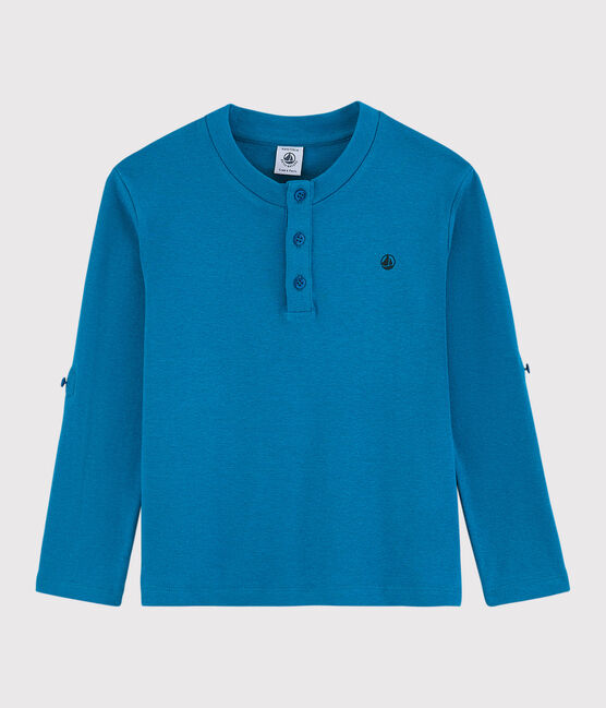 Boys' Cotton and Linen Blend T-Shirt MYKONOS blue