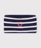 Babies' stripy fleece-lined knitted snood blue/ecru