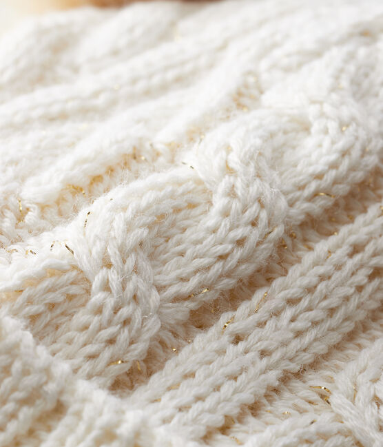 Girls' Woolly Hat MARSHMALLOW white/OR yellow