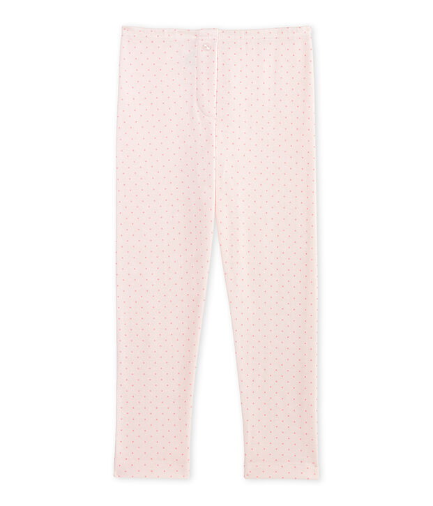 Girl's long johns in wool and cotton pink/pink