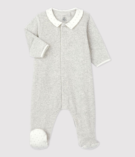Babies' Velour Sleepsuit BELUGA CHINE grey