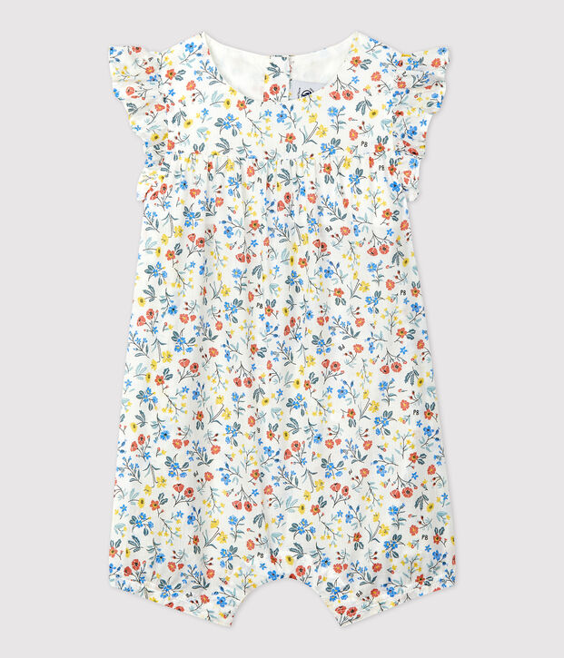 Babies' Poplin Floral Print Short Playsuit white/multicolor