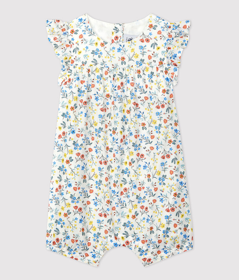 Babies' Poplin Floral Print Short Playsuit white/multicolor