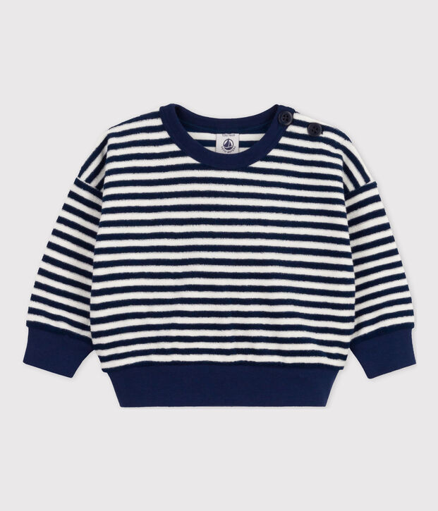 Babies' Striped Terry Sweatshirt blue/white