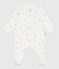 Babies' floral cotton pyjama suit with a collar MARSHMALLOW white/MULTICO white