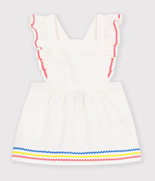 Babies' plain cotton dungarees white