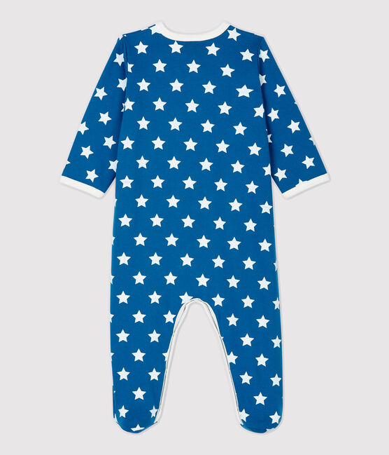 Babies' Starry Organic Cotton Fleece Sleepsuit MALLARD+ECUME