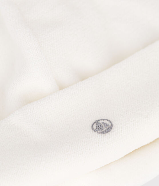 Newborn babies' terry velour bonnet MARSHMALLOW white