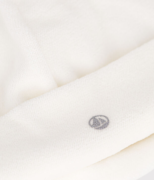 Newborn babies' terry velour bonnet white
