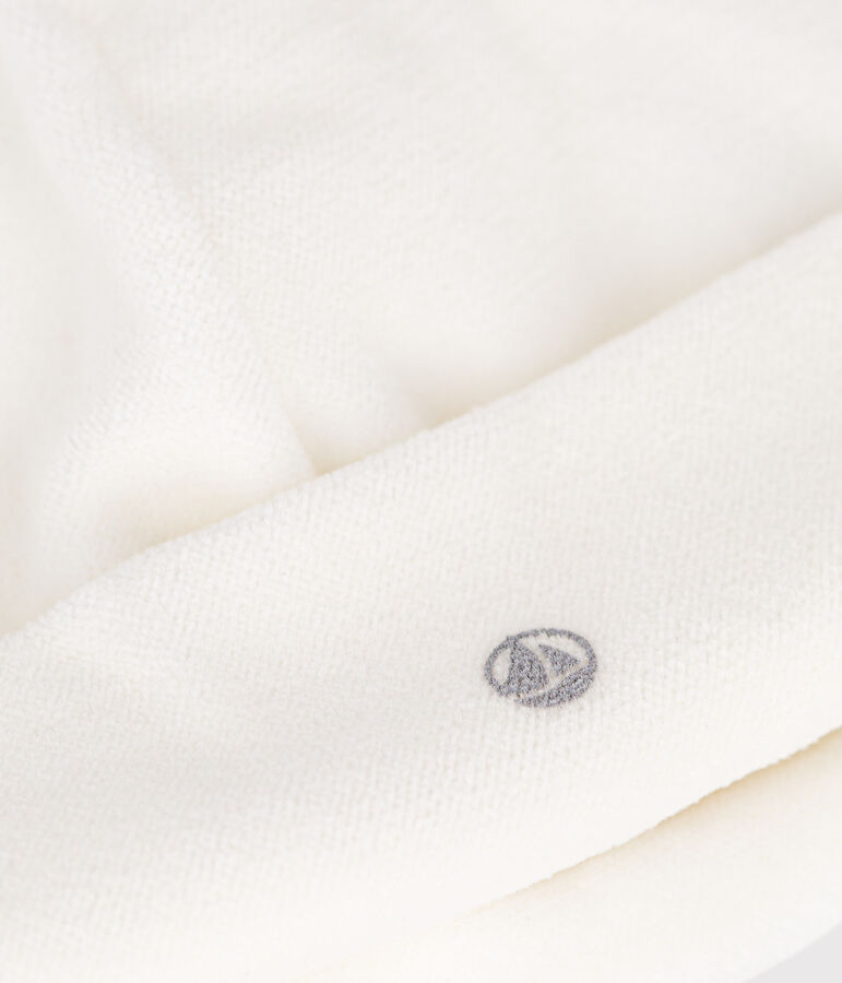 Newborn babies' terry velour bonnet white