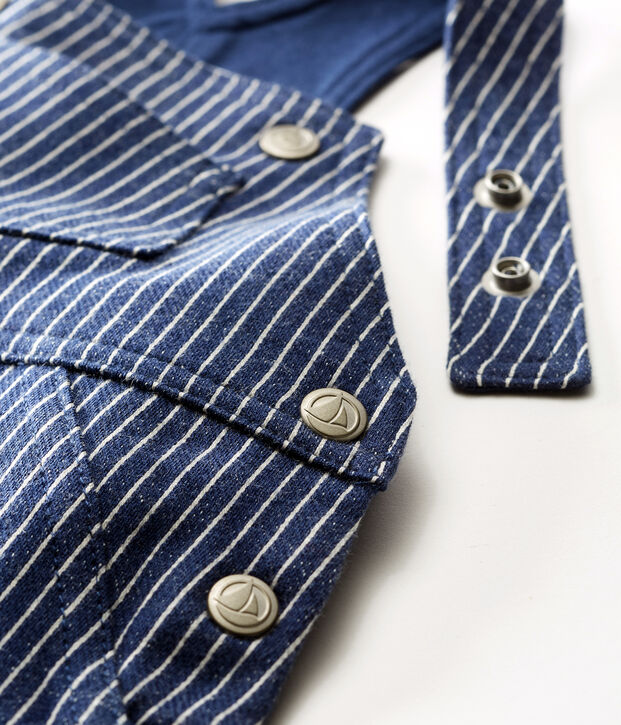 Baby Boys' Striped Knit Long Dungarees blue/white