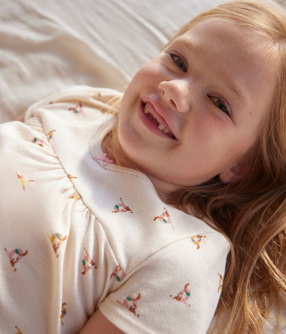 Children's Short Cotton Animal Print Pyjamas AVALANCHE white/MULTICO