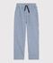 Children's stripy cotton trousers blue/white