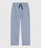 Children's stripy cotton trousers blue/white