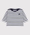 Babies' cotton Breton top MARSHMALLOW white/SMOKING blue