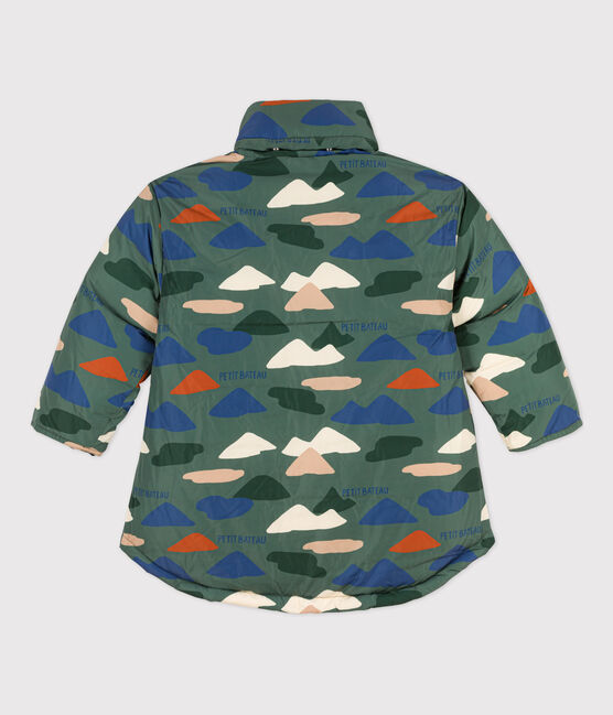 Children's Unisex Patterned Mid Length Puffer Jacket VALLEE green/MULTICO ecru
