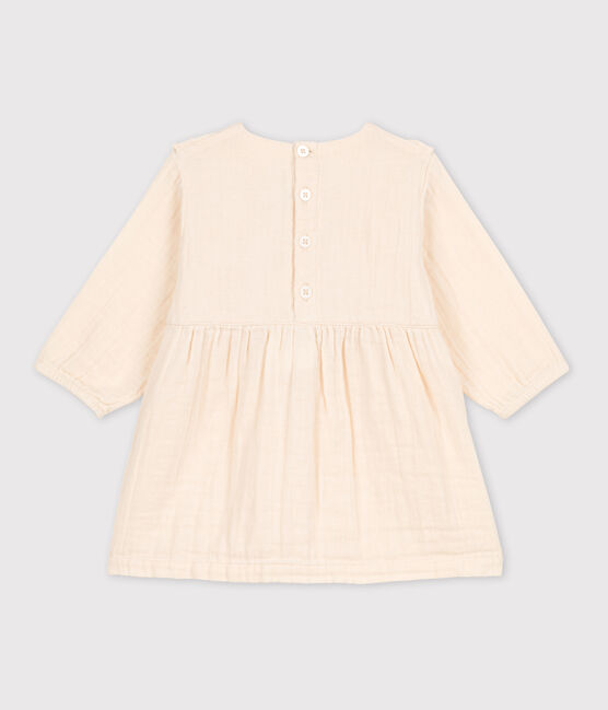 Babies' Long-Sleeved Cotton Gauze Dress AVALANCHE Ecru