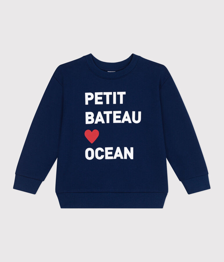 Children's unisex printed cotton sweatshirt blue