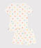 Children's short heart print cotton pyjamas MARSHMALLOW white/MULTICO white