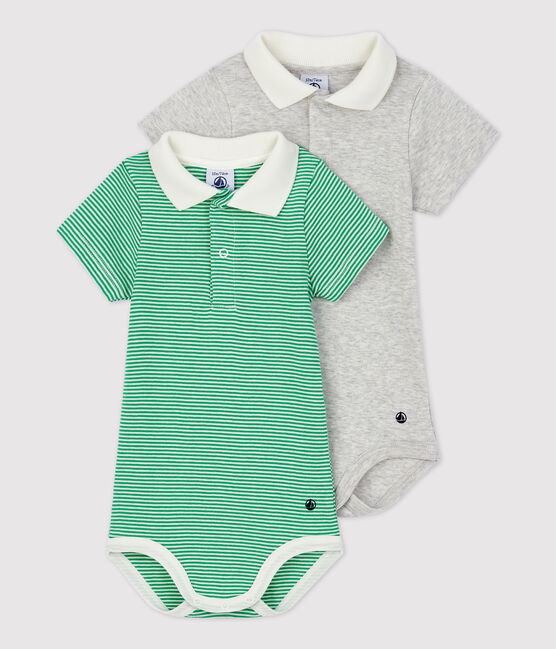 Babies' Organic Cotton Bodysuits with Polo Shirt Collars - 2-Pack variante 1