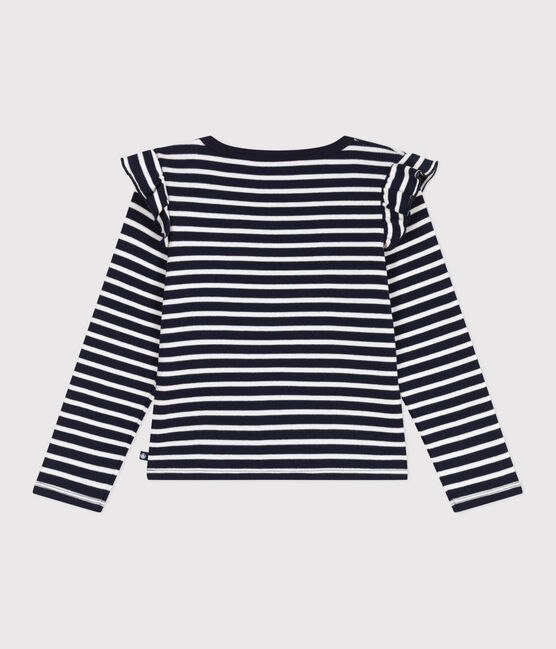Children's long-sleeved stripy cotton T-shirt SMOKING blue/MARSHMALLOW white