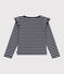 Children's long-sleeved stripy cotton T-shirt SMOKING blue/MARSHMALLOW white