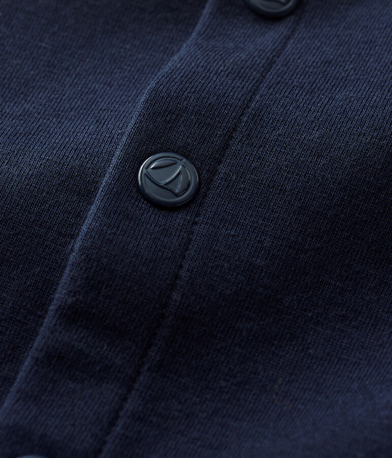 Babies' Plain Thick Organic Jersey Cardigan blue
