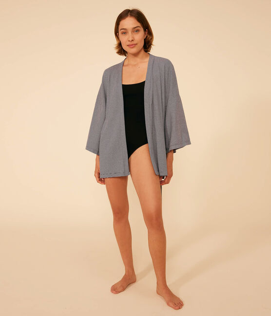 Women's Striped Kimono SMOKING blue/MARSHMALLOW white